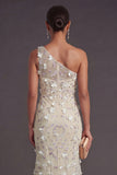 Apricot High Low Floral Mermaid Long Formal Dress