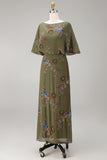Olive Mermaid Floral Appliqued Beaded Long Formal Dress