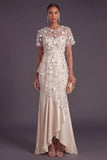 Mermaid Apricot Floral Ruffled High Low Formal Dress
