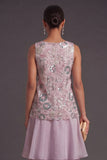 Tiered Floral A Line Sparkly Lilac Long Formal Dress