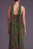 Sparkly Olive Floral Sweetheart Beaded Long Formal Dress