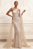 Spaghetti Straps Backless Mermaid Apricot Long Prom Dress