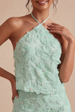 Beaded Mint Green Bodycon Floral Short Cocktail Dress