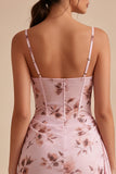 Pink Corset Spaghetti Straps Bodycon Short Cocktail Dress