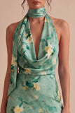 Halter Neck Light Green Short Bodycon Cocktail Dress