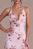 Pink Mermaid Ruffled Floral High Low Cocktail Dress