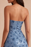 Sequined Sky Blue Sparkly Bodycon Sweetheart Short Cocktail Dress
