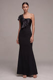 Black Mermaid One Shoulder Long Formal Dress