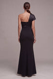 Black Mermaid One Shoulder Long Formal Dress