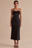 Mermaid Black Spaghetti Straps Long Formal Dress
