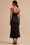Mermaid Black Spaghetti Straps Long Formal Dress