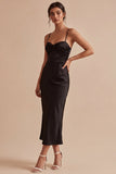 Mermaid Black Spaghetti Straps Long Formal Dress