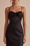 Mermaid Black Spaghetti Straps Long Formal Dress