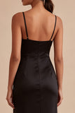 Mermaid Black Spaghetti Straps Long Formal Dress