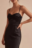 Mermaid Black Spaghetti Straps Long Formal Dress