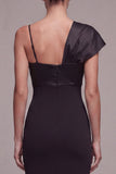 Mermaid Black One Shoulder Long Formal Dress with Bow