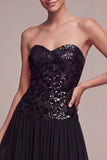 Sweetheart Black Sparkly A Ling Long Formal Dress
