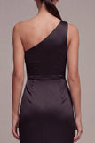 Satin Black Mermaid Long Formal Dress with Slit