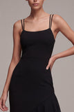 Spaghetti Straps Ruffled Backless High Low Cocktail Dress