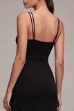 Spaghetti Straps Ruffled Backless High Low Cocktail Dress
