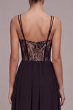 Floral A Line Corset Black High Low Formal Dress