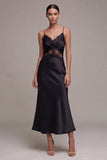 Black Mermaid Spaghetti Straps Long Formal Dress