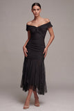 Black Mermaid Off the Shoulder Long Formal Dress