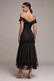 Black Mermaid Off the Shoulder Long Formal Dress