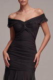 Black Mermaid Off the Shoulder Long Formal Dress