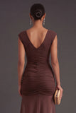 Reddish Brown Mermaid V Neck Long Formal Dress
