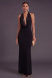 Mermaid Lace Black Halter Neck Long Formal Dress