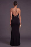 Mermaid Lace Black Halter Neck Long Formal Dress