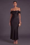 Black Backless Off the Shoulder Long Formal Dress