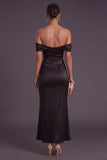 Black Backless Off the Shoulder Long Formal Dress
