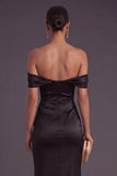 Black Backless Off the Shoulder Long Formal Dress