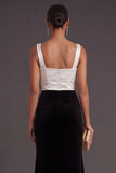 Mermaid Black and White Satin Thick Straps Long Formal Dress with Slit
