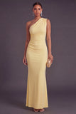 Daffodil One Shoulder Mermaid Ruched Long Formal Dress