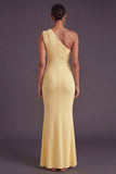 Daffodil One Shoulder Mermaid Ruched Long Formal Dress