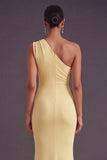Daffodil One Shoulder Mermaid Ruched Long Formal Dress
