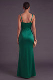 Mermaid Dark Green Thick Straps Ruched Long Formal Dress