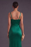 Mermaid Dark Green Thick Straps Ruched Long Formal Dress