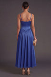 High Waist Royal Blue A Line Long Formal Dress