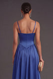 High Waist Royal Blue A Line Long Formal Dress