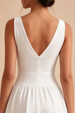 A Line Floral V Neck Little White Dress