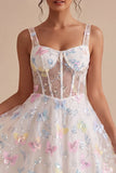 A Line Corset Thick Straps Little White Dress