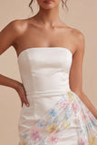 Strapless Bodycon Backless Little White Dress with Drape