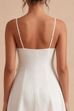 A Line Ruffled Spaghetti Straps Little White Dress