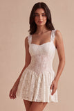 Lace Thick Straps A Line Floral Little White Dress