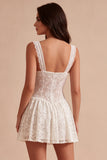 Lace Thick Straps A Line Floral Little White Dress
