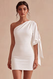 One Shoulder Bodycon Little White Dress